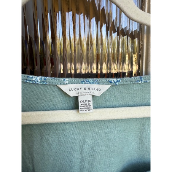 Lucky Brand Floral Print Square Neck Long Sleeve Blouse Top Size XXL - Picture 2 of 6